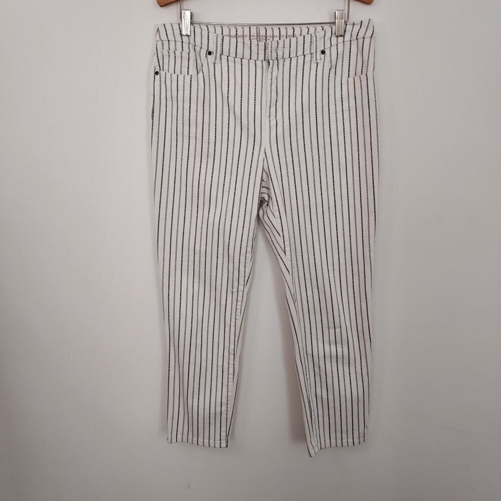 Chico's Textured-Stripe Girlfriend Ankle Jeans